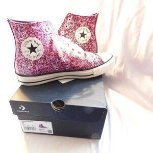 Converse CTAS Orchid Abyss Egret Black Sparkle Hi Top Sneakers Women’s Size 10